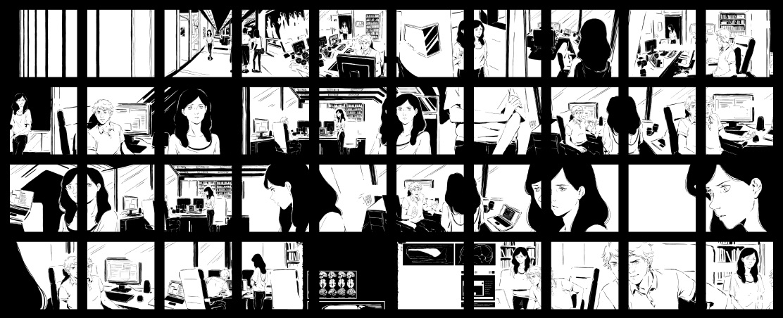 An example of how the story was cut in multiples tiles.