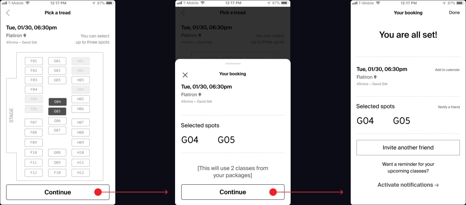 Booking two spots for the same session
